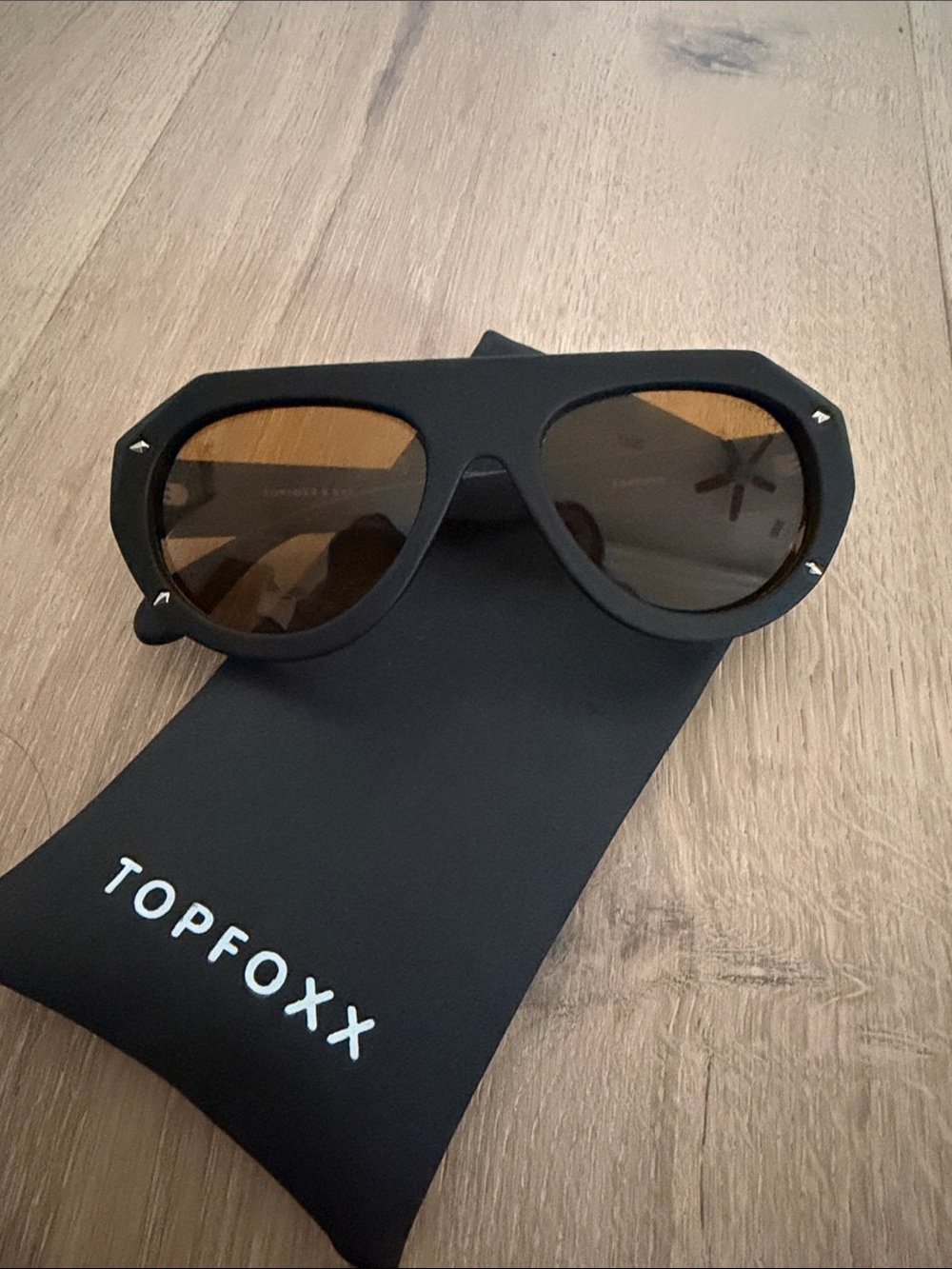 TopFoxx Vega Black and Yellow Frame Sunglasses with Brown Lenses